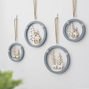 Nordic Wall Hanging Wooden Elk Pendant Tree Hanging Christmas Ornaments For Home Christmas  Decoration