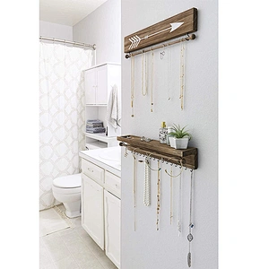 Customized Logo Two Pieces Hanging Wall Mount Jewelry Display Rustic Necklace Jewelry Organizer