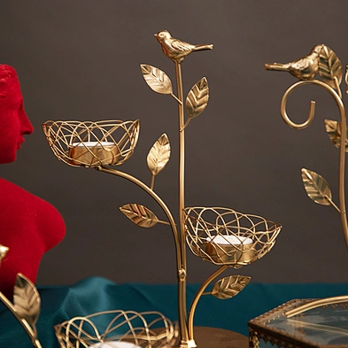 Iron Branches Bird Nest Shaped Tea Light Holder Metal Candle Holder For Wedding Decorations Parties or Everyday Home Decor