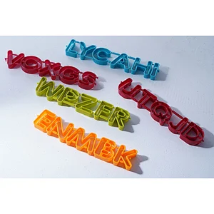 Durable heat resisting colorful 26 letters carbon steel non stick coating cake decorating baking molds set with packing box