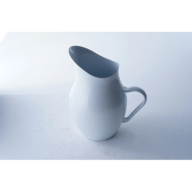 Hot sale elegant design pure white oblique mouh carbon steel enamel coffee tea water kettle with single handle