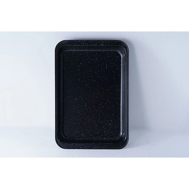 Hot sale good quality black shallow bottom universal carbon steel non-stick bakewares oven safe bake tray