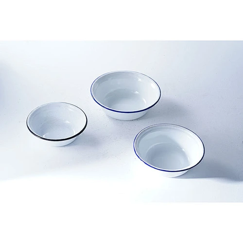 Good quality multiple sizes white classic design household carbon steel enamel storage bowl set