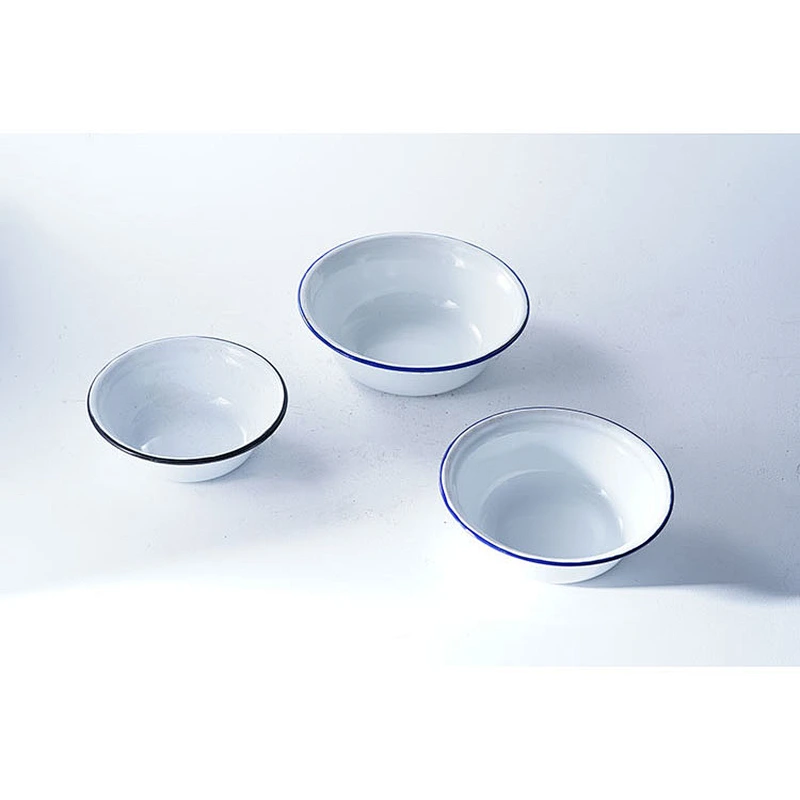 Good quality multiple sizes white classic design household carbon steel enamel storage bowl set