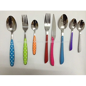 Stainless knife and fork spoon,24pcs knife and fork spoon set,Stainless steel cutlery set,Double color handle knife and fork spo