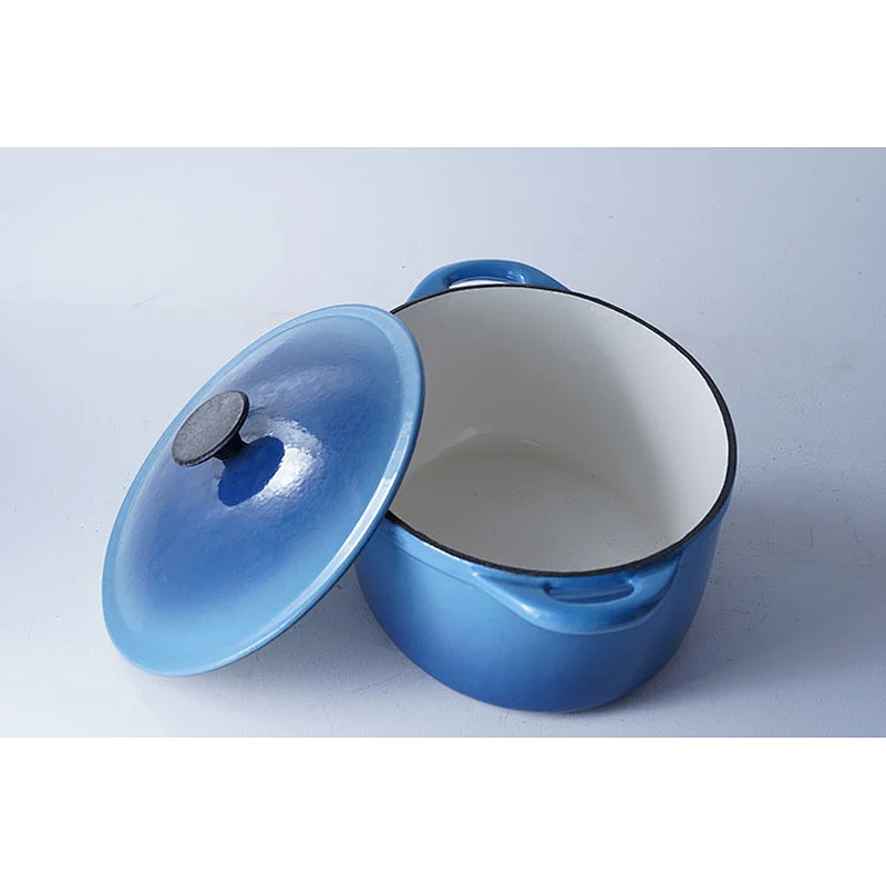 Cheap price OEM ODM available kitchen gas induction blue oval cast iron enamel cookware stock soup pot