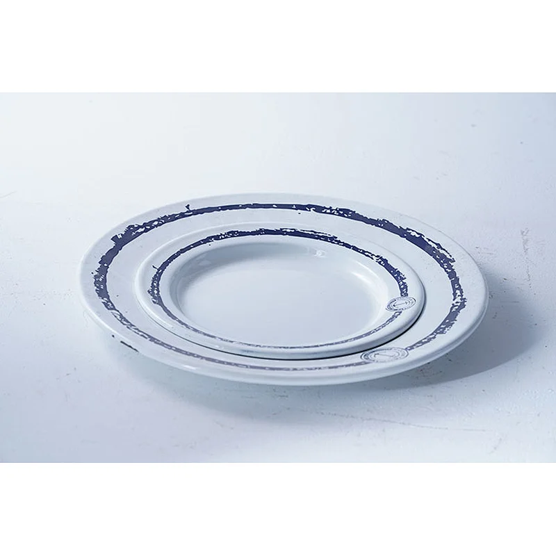 Wholesale OEM ODM customized pattern decoration multiple sizes round metal carbon steel enamel plate set