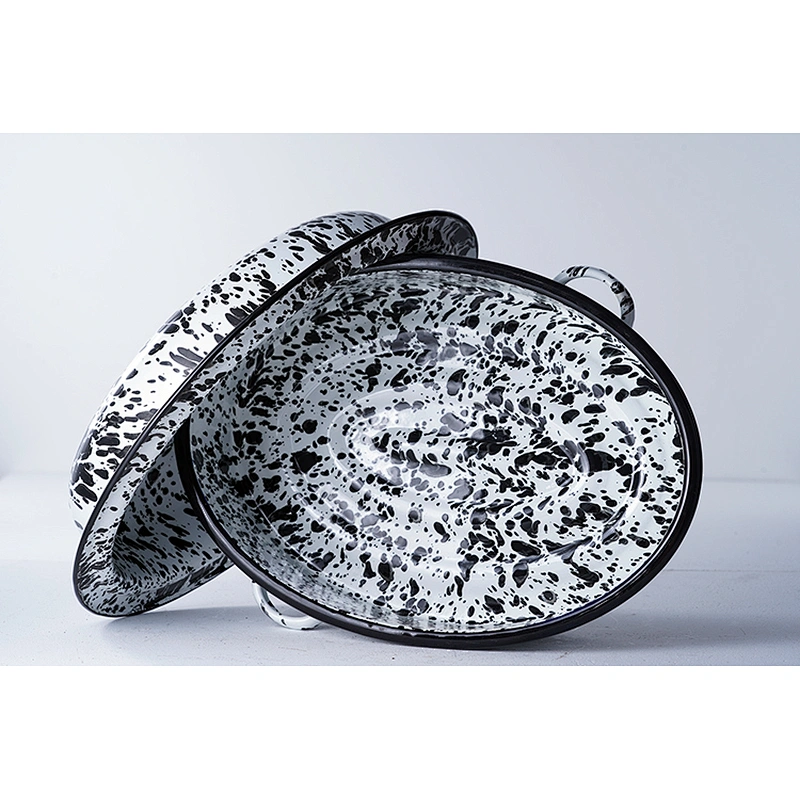 High quality cheap price OEM ODM special spot pattern carbon steel enamel chicken roaster pan for cooking