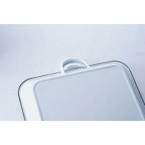 Hot sale durable white rectangular big capacity dinner party carbon steel enameled metal dishes plates with two side handle