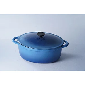 Cheap price OEM ODM available kitchen gas induction blue oval cast iron enamel cookware stock soup pot