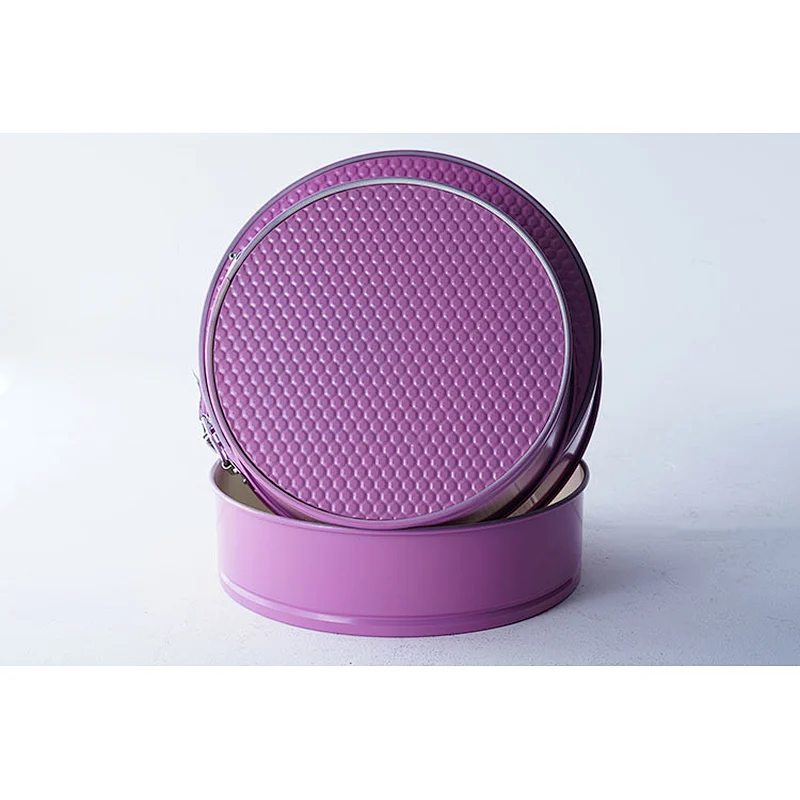 OEM ODM fashionable purple round multiple sizes carbon steel non stick coating ice cream chocolate fondant cake mold sets