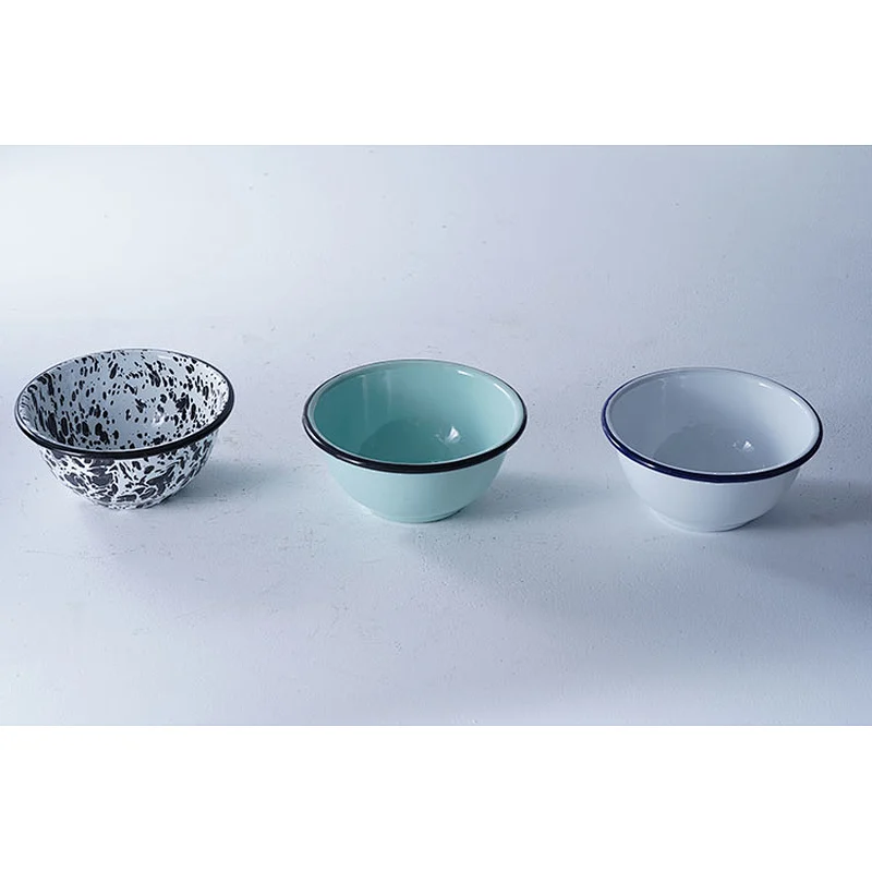Wholesale classic household customized colorful design carbon steel enamel round storage soup bowl set