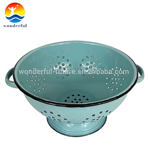 Kitchen enamel fruit basket&vegetable mesh strainer