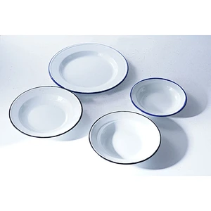 Wholesale accept custom logo multiple sizes available white round classic design carbon steel enamel serving dishes plates