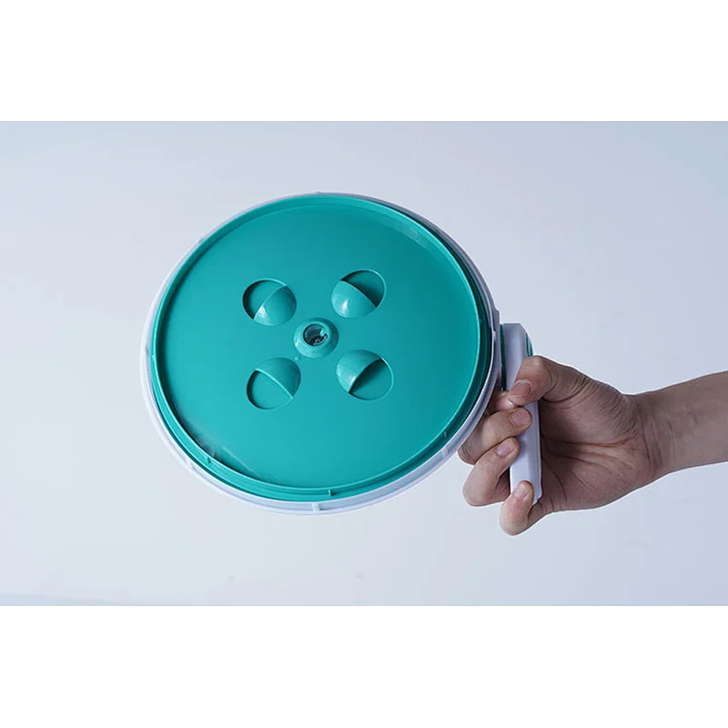 Professional practical kitchen tools green round small multifunction fruit drainer manual control plastic salad spinner bowl