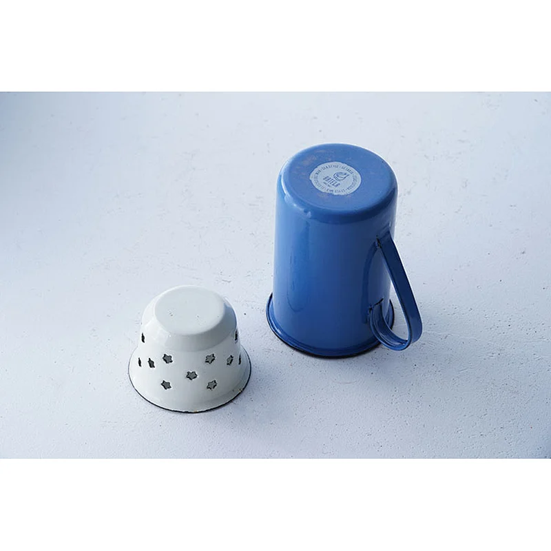 Customized printing body blue fashionable large capacity household office carbon steel enamel metal mug cup with tea filter