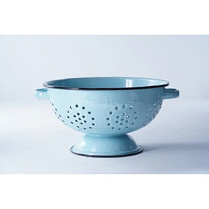 Cheap price multiple colors and sizes big carbon steel enamel colander tea strainer tea filter with two side handles