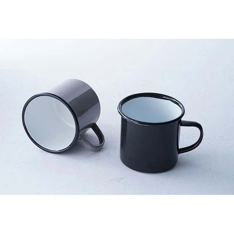 Professional high quality custom design multiple colors available no lid carbon steel enamel cup mug with handle