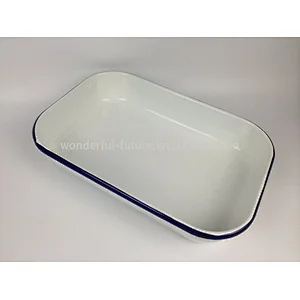Enamel square tray,Carbon steel enamel dishes, enameled plates, enameled cookware,enamel tablewares,3PC enamel plates,