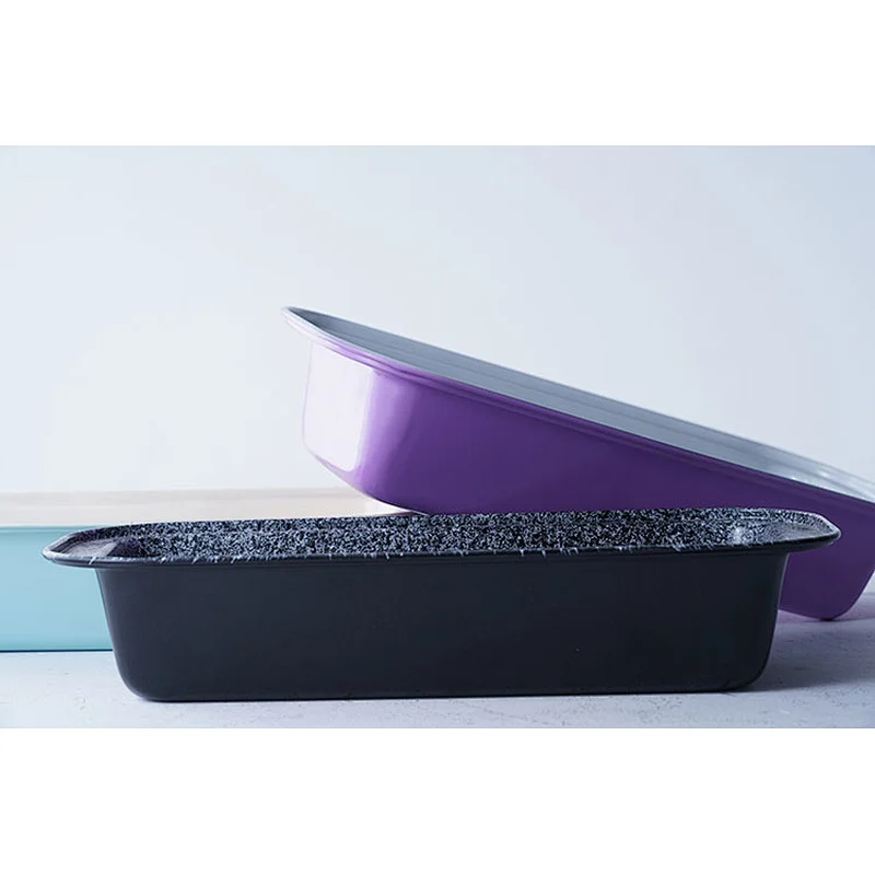 Colorful rectangle high temperature resistance non-stick carbon steel baking cake mold cheese pumpkin pie baking mold