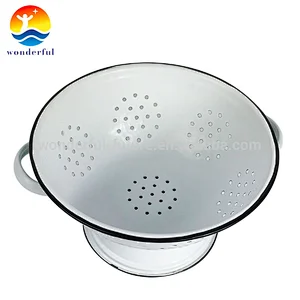Kitchen enamel fruit basket&vegetable mesh strainer