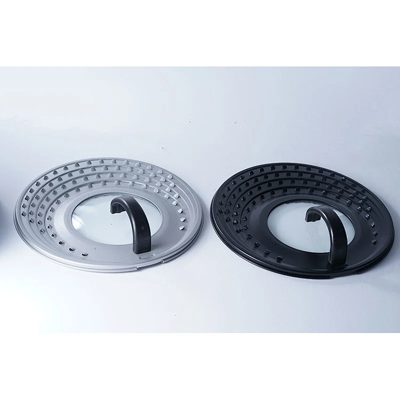 Wholesale accept custom logo professional universal cookware black grey single glass aluminium pot lid for cooking