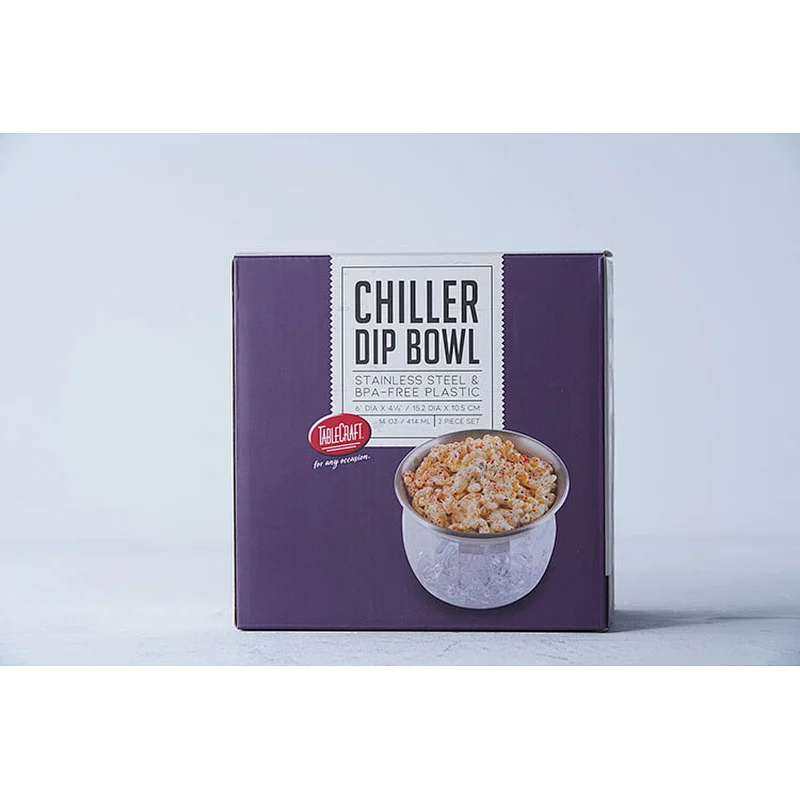 Professional tableware supplier cheap price durable stainless steel plastic small double layer ice chiller dip bowl set