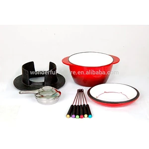 Cast iron pot,Cast Iron Enamel Chafing Dish,Cast Iron Fondue Set,Mini Cheese Fondue Set