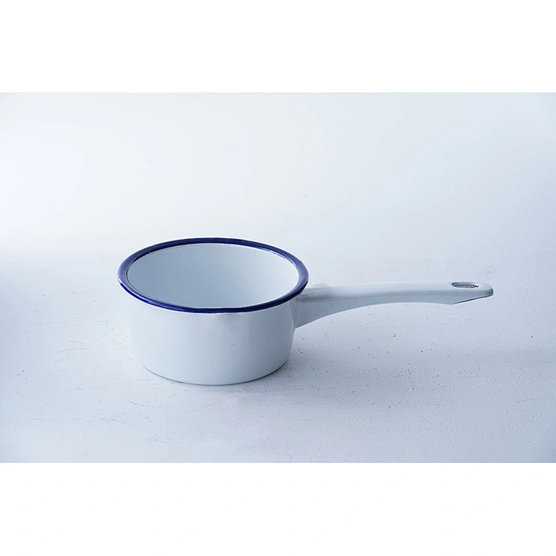 Accept custom brands multiple colors round classic household carbon steel enamel ladle water scoop with long handle