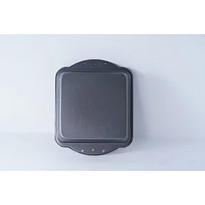 Wholesale grey rectangular carbon steel coating small baking tray rectangle non stick bakeware with two side handles