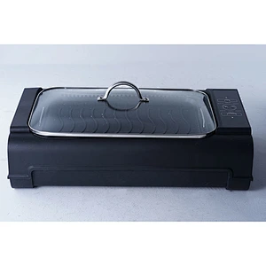 Wholesale OEM ODM black rapid heating safe material household small electric frying pan bbq grills with lid