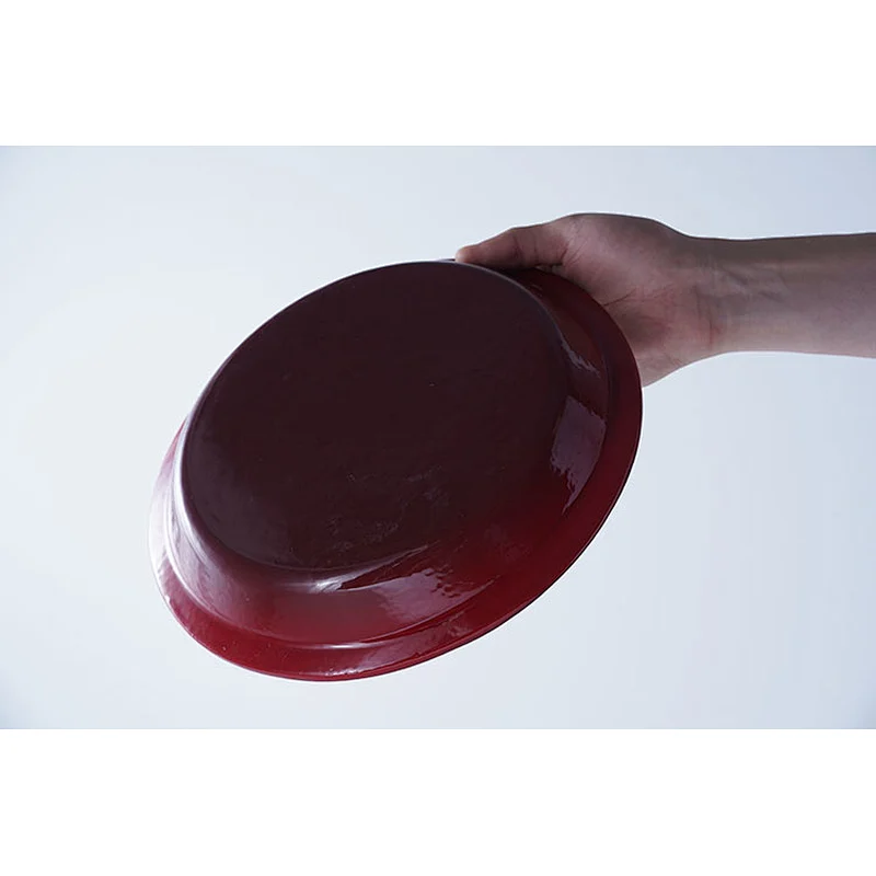 Professional tableware supplier OEM ODM red round lightweight heat resistant cast iron enamelled fry pan