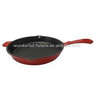 cast iron enamel round frying pan