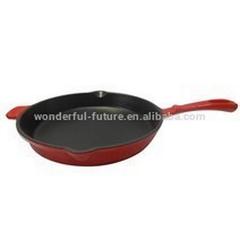 cast iron enamel round frying pan