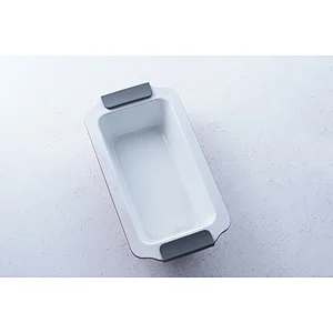 Wholesale custom design red rectangular carbon steel non stick coating baking tray for oven with two side handles