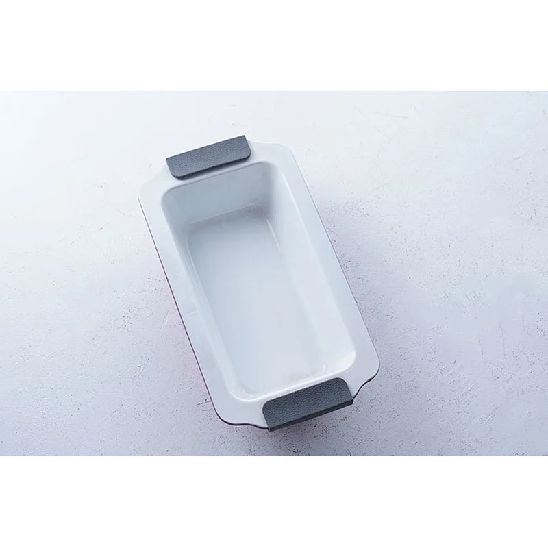 Wholesale custom design red rectangular carbon steel non stick coating baking tray for oven with two side handles