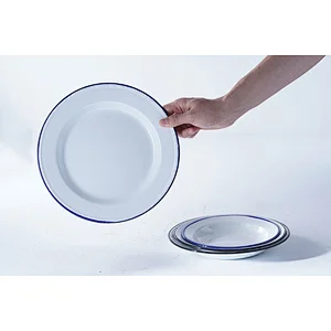 Wholesale accept custom logo multiple sizes available white round classic design carbon steel enamel serving dishes plates