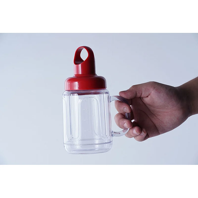 Multifunction household outside portable cap and straw cap red fashionable juice cup water bottle with one handle