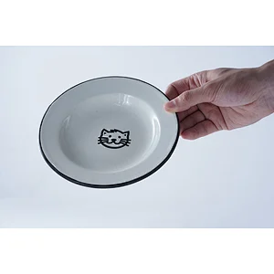 Hot sale OEM custom sign multiple sizes available carbon steel enamel serving plate metal dinner pattern dishes set