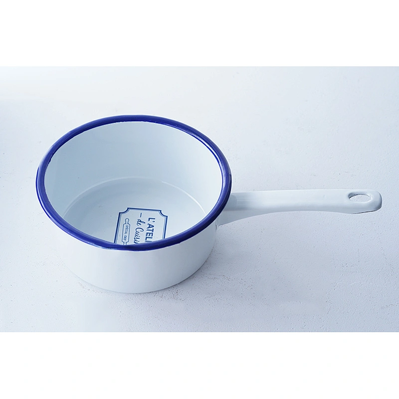 Accept custom brands multiple colors round classic household carbon steel enamel ladle water scoop with long handle