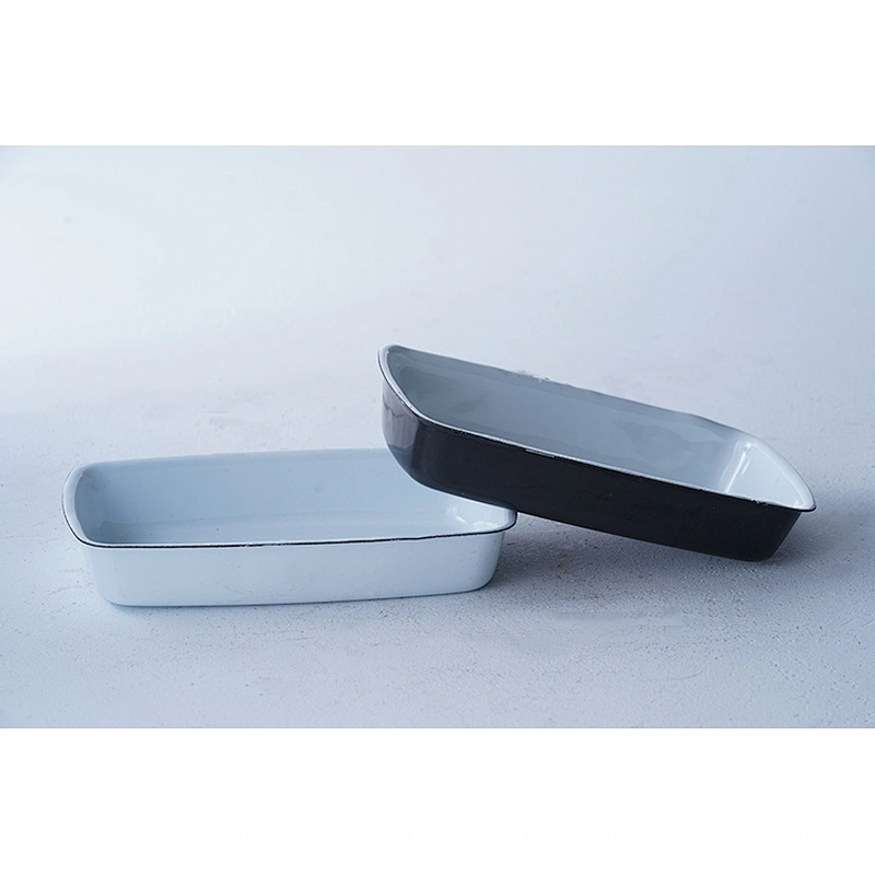 Hot sale concise classic rectangular white black bathroom carbon steel enamel soap holder soap box soap dish