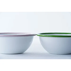 Wholesale OEM ODM good quality durable customized colorful frame carbon steel enamel soup rice bowl