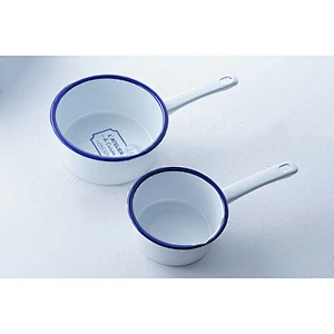 Accept custom brands multiple colors round classic household carbon steel enamel ladle water scoop with long handle