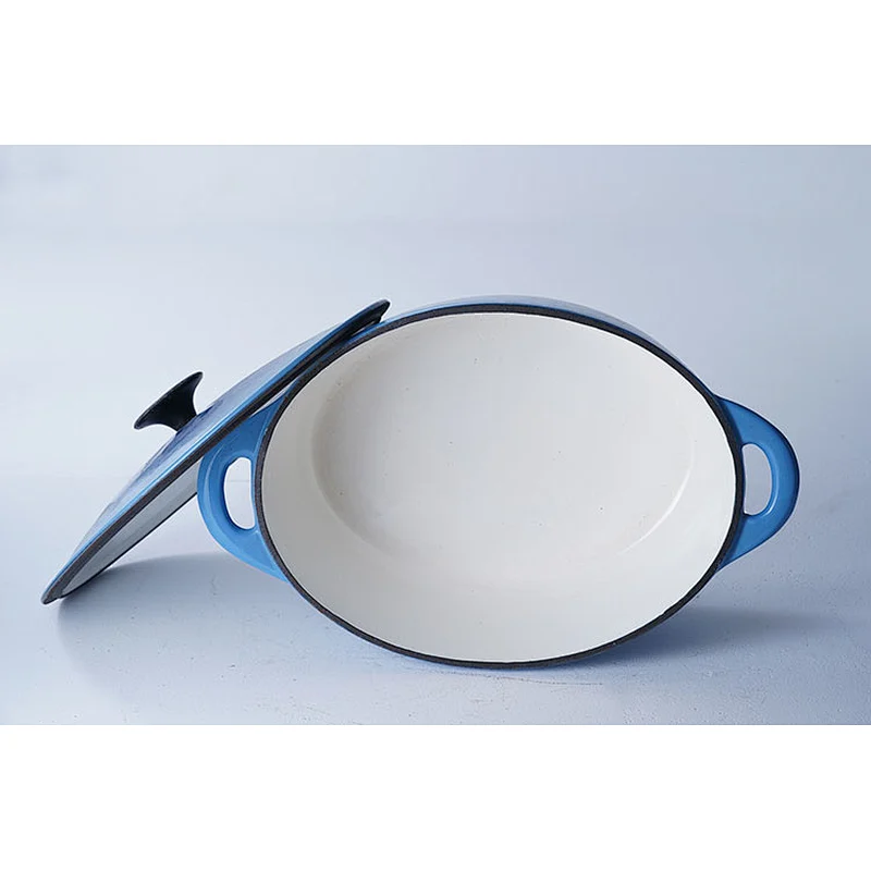 Cheap price OEM ODM available kitchen gas induction blue oval cast iron enamel cookware stock soup pot