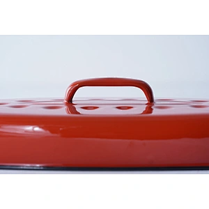 Professional cookware supplier multiple colors available enamel carbon steel chicken roaster pan with lid
