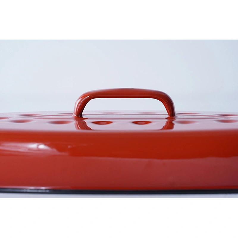 Professional cookware supplier multiple colors available enamel carbon steel chicken roaster pan with lid