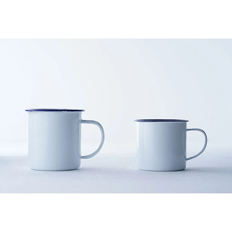 Professional kitchenware supplier accept custom logo white no lid metal carbon steel enamel-coated round cup set