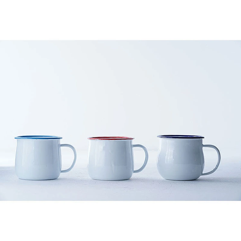 Wholesale personalised colorful frame no lid carbon steel enamel tea coffee milk water cup with handle