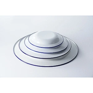 Wholesale durable household dinnerware white round multiple sizes available carbon steel enamel plates dishes set