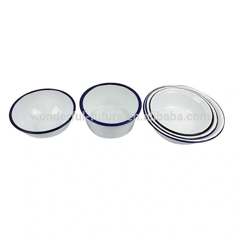 Unbreakable chinese dinner plate 18-30cm carbon steel enamel kitchen dishes
